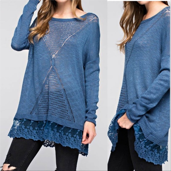 Tops - LOVELY BLUE KNIT TOP